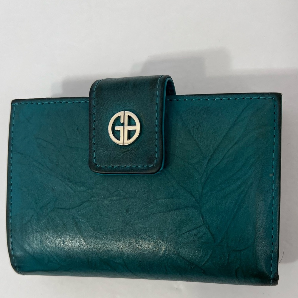 Giani Bernini Teal Genuine Soft Leather Framed Indexer Wallet 18 Multi Card Slot